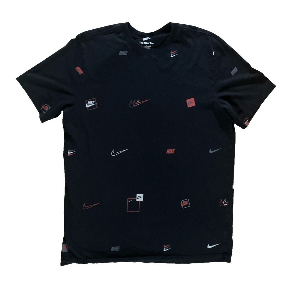 Mens Nike All Over Print T Shirt DN5246 010 Black/Red Size Large